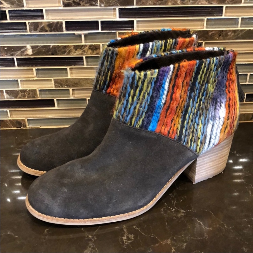 Toms lella suede multi color boho booties